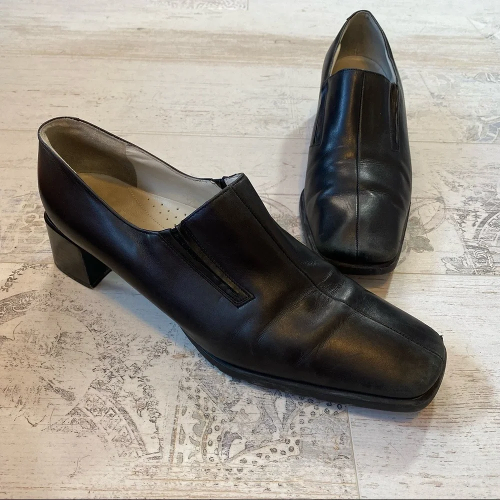 Men’s Ecco Black Leather Slip On Dress Shoes